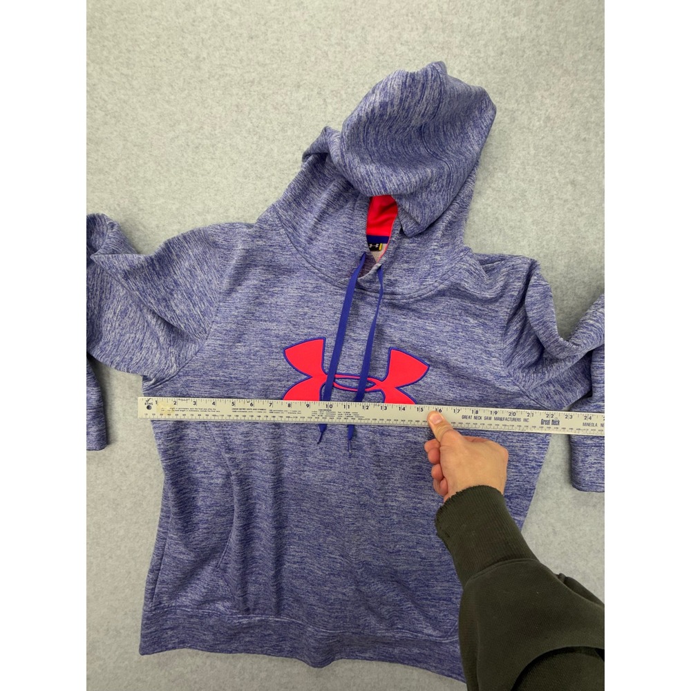 Under Armour Girls XL Hoodie Purple Heather Pink Logo Pullover 1262971 Loose Fit - Picture 3 of 6